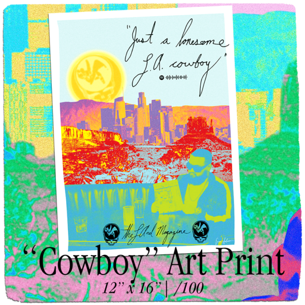 Advert for the land's Cowboy art print